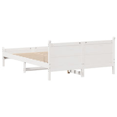 Bed Frame without Mattress Solid Wood Pine Length 200 cm White 150 cm