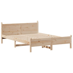 Bed Frame without Mattress Solid Wood Pine Length 200 cm Natural 120 cm