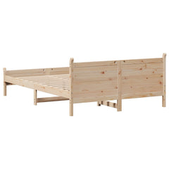 Bed Frame without Mattress Solid Wood Pine Length 200 cm Natural 120 cm