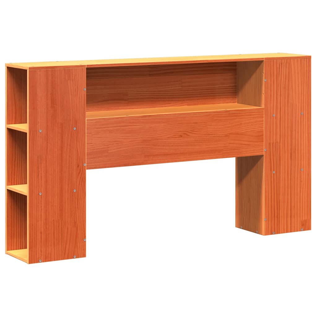 Headboard with Storage Solid Wood Pine Wax Brown 150 cm