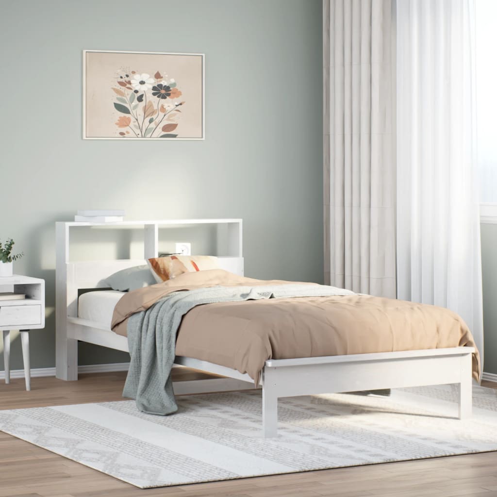 Bed Frame without Mattress Solid Wood Pine Length 200 cm White 100 cm