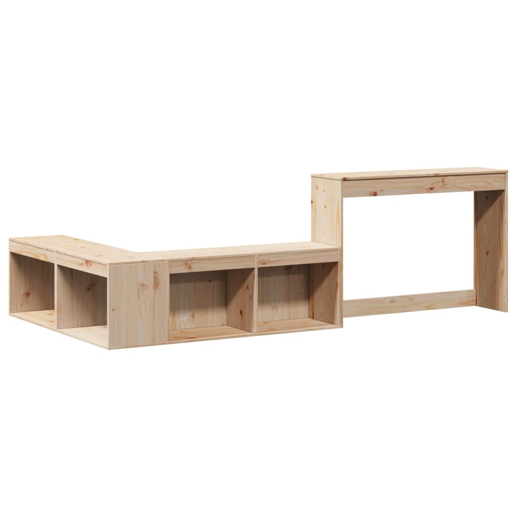 vidaXL Bedside Cabinet with Desk 232x122x75 cm Solid Wood Pine 3