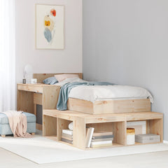 vidaXL Bedside Cabinet with Desk 232x122x75 cm Solid Wood Pine 1