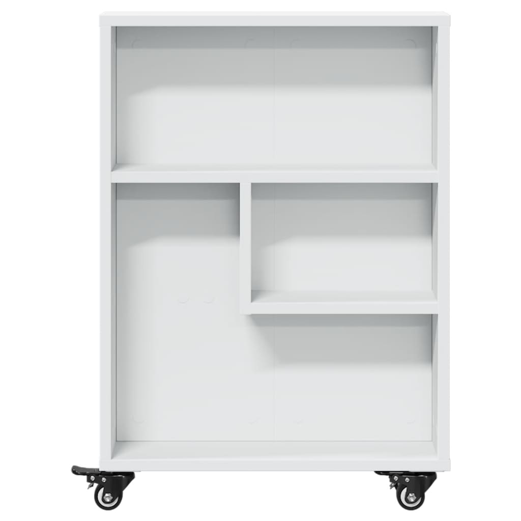 vidaXL Narrow Storage Trolley White 48x13x68 cm Engineered Wood 4