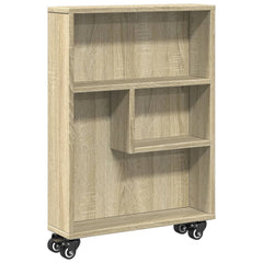 vidaXL Narrow Storage Trolley Sonoma Oak 48x13x68 cm Engineered Wood 2