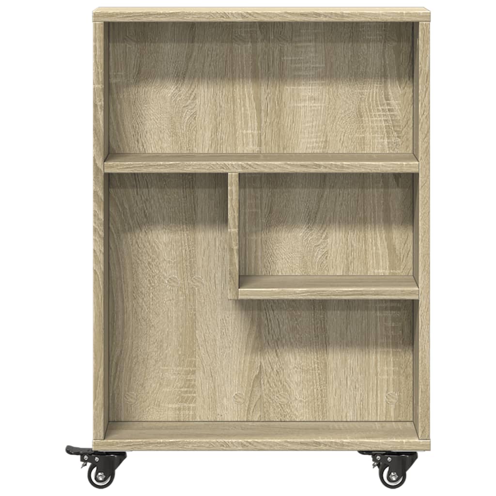 vidaXL Narrow Storage Trolley Sonoma Oak 48x13x68 cm Engineered Wood 4