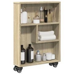 vidaXL Narrow Storage Trolley Sonoma Oak 48x13x68 cm Engineered Wood 1