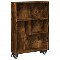 vidaXL Narrow Storage Trolley Smoked Oak 48x13x68 cm Engineered Wood 2