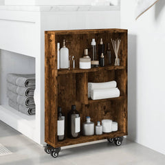 vidaXL Narrow Storage Trolley Smoked Oak 48x13x68 cm Engineered Wood 3