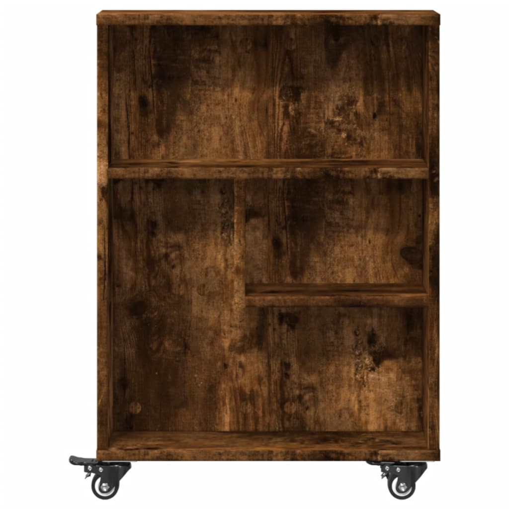 vidaXL Narrow Storage Trolley Smoked Oak 48x13x68 cm Engineered Wood 4