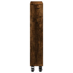 vidaXL Narrow Storage Trolley Smoked Oak 48x13x68 cm Engineered Wood 5