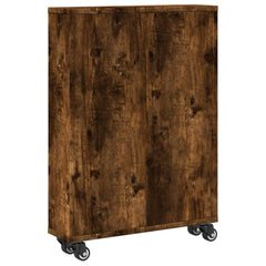 vidaXL Narrow Storage Trolley Smoked Oak 48x13x68 cm Engineered Wood 6