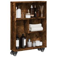 vidaXL Narrow Storage Trolley Smoked Oak 48x13x68 cm Engineered Wood 1