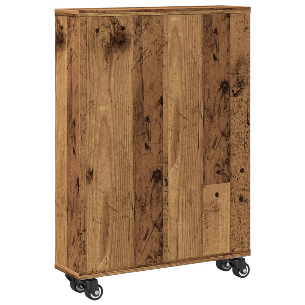vidaXL Narrow Storage Trolley Old Wood 48x13x68 cm Engineered Wood 6