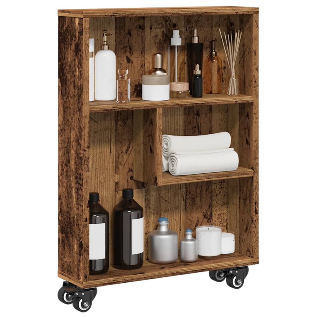 vidaXL Narrow Storage Trolley Old Wood 48x13x68 cm Engineered Wood 1