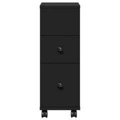 vidaXL Narrow Bathroom Cabinet with Wheels Black Engineered Wood 4