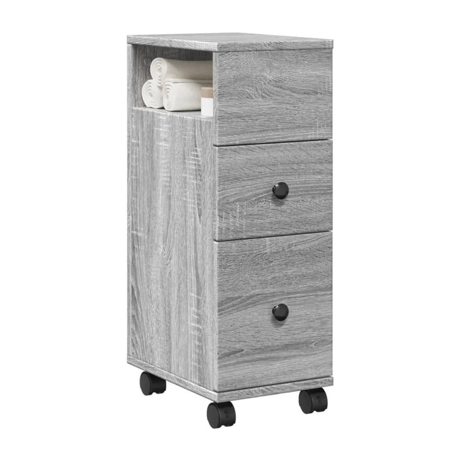 Narrow Bathroom Cabinet with Wheels Grey Sonoma Engineered Wood