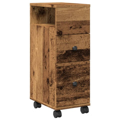 vidaXL Narrow Bathroom Cabinet with Wheels Old Wood Engineered Wood 2