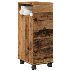 vidaXL Narrow Bathroom Cabinet with Wheels Old Wood Engineered Wood 1