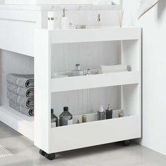 vidaXL Narrow Storage Trolley 3 Tier White Engineered Wood 3