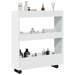 vidaXL Narrow Storage Trolley 3 Tier White Engineered Wood 1