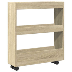 vidaXL Narrow Storage Trolley 3 Tier Sonoma Oak Engineered Wood 2