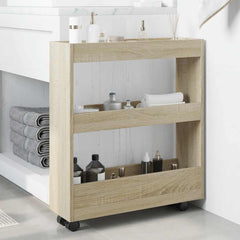 vidaXL Narrow Storage Trolley 3 Tier Sonoma Oak Engineered Wood 3