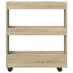 vidaXL Narrow Storage Trolley 3 Tier Sonoma Oak Engineered Wood 4