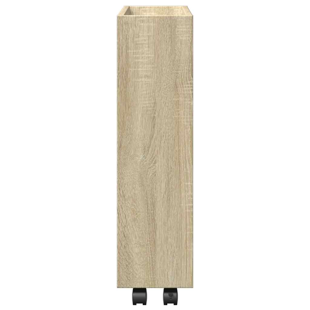 vidaXL Narrow Storage Trolley 3 Tier Sonoma Oak Engineered Wood 5