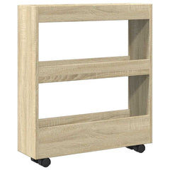 vidaXL Narrow Storage Trolley 3 Tier Sonoma Oak Engineered Wood 6
