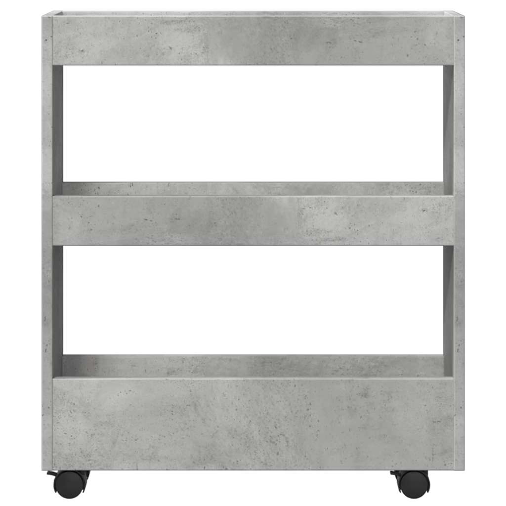 vidaXL Narrow Storage Trolley 3 Tier Concrete Grey Engineered Wood 4