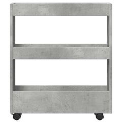 vidaXL Narrow Storage Trolley 3 Tier Concrete Grey Engineered Wood 4