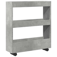 vidaXL Narrow Storage Trolley 3 Tier Concrete Grey Engineered Wood 6