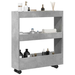 vidaXL Narrow Storage Trolley 3 Tier Concrete Grey Engineered Wood 1