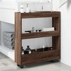 vidaXL Narrow Storage Trolley 3 Tier Brown Oak Engineered Wood 3
