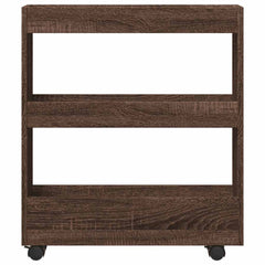 vidaXL Narrow Storage Trolley 3 Tier Brown Oak Engineered Wood 4