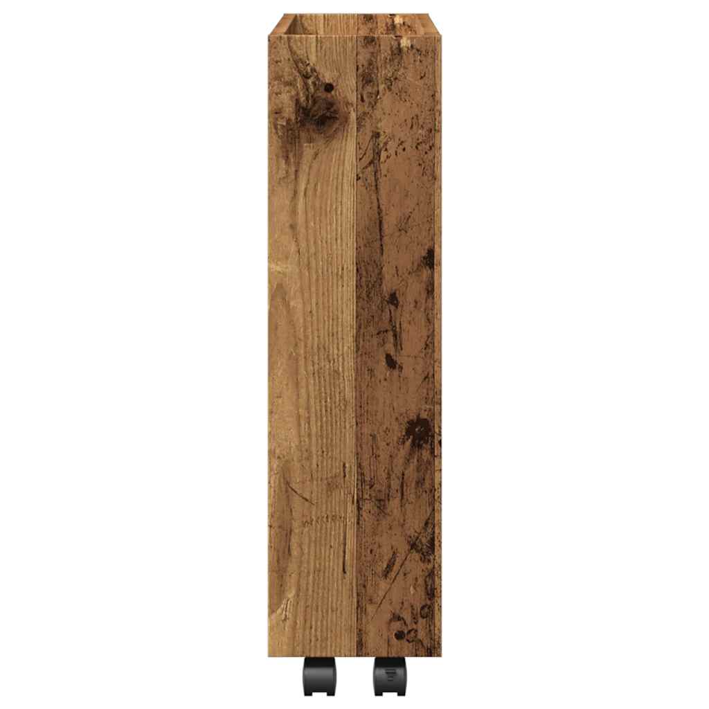 vidaXL Narrow Storage Trolley 3 Tier Old Wood Engineered Wood 5