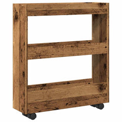 vidaXL Narrow Storage Trolley 3 Tier Old Wood Engineered Wood 6