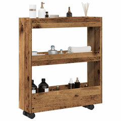 vidaXL Narrow Storage Trolley 3 Tier Old Wood Engineered Wood 1