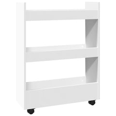 vidaXL Narrow Storage Trolley 3 Tier White Engineered Wood 2