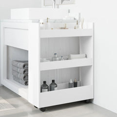 vidaXL Narrow Storage Trolley 3 Tier White Engineered Wood 3