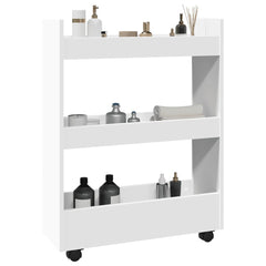 vidaXL Narrow Storage Trolley 3 Tier White Engineered Wood 1