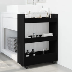 vidaXL Narrow Storage Trolley 3 Tier Black Engineered Wood 3