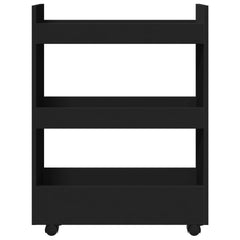vidaXL Narrow Storage Trolley 3 Tier Black Engineered Wood 4