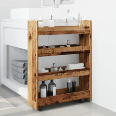 vidaXL Narrow Storage Trolley 4 Tier Old Wood Engineered Wood 3