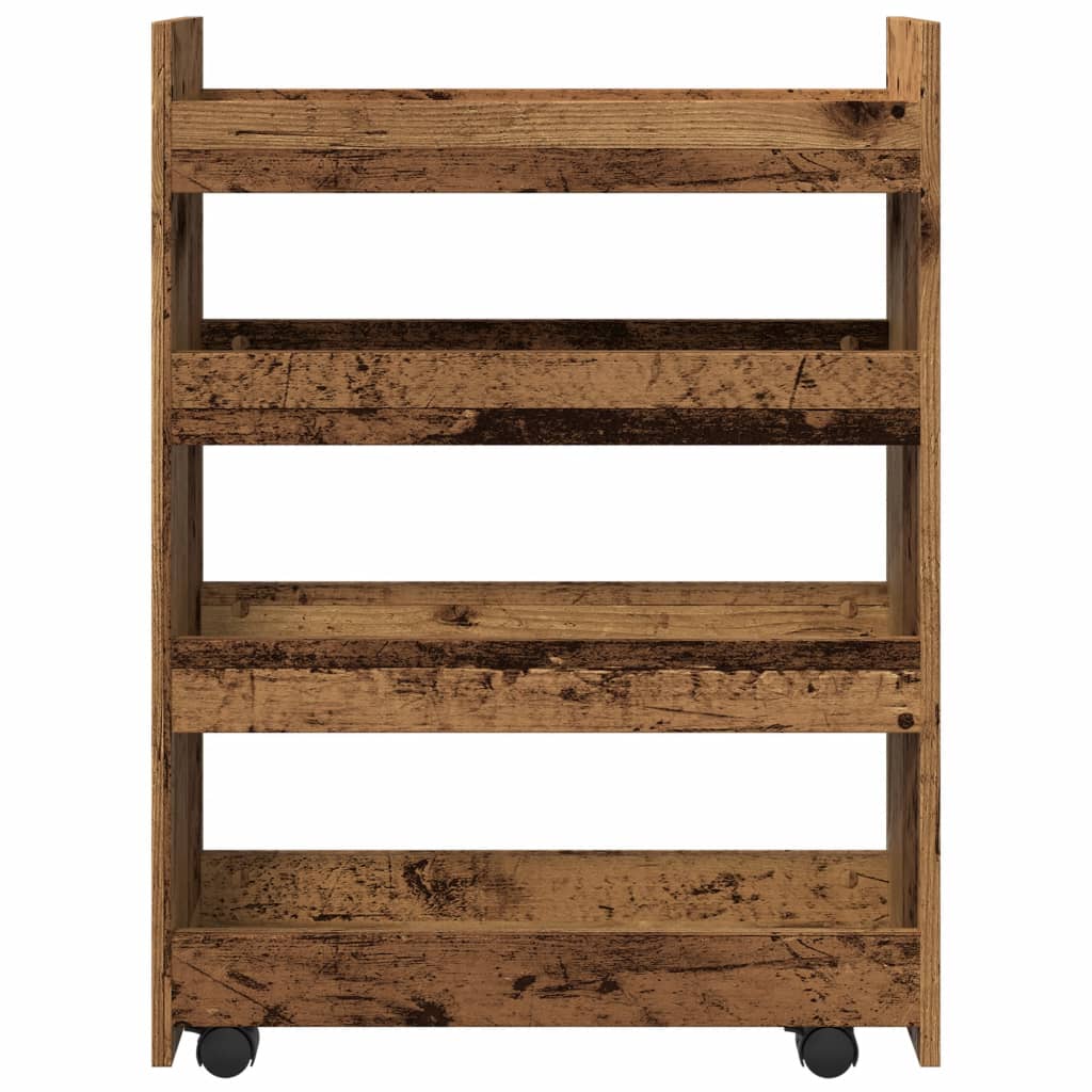 vidaXL Narrow Storage Trolley 4 Tier Old Wood Engineered Wood 4