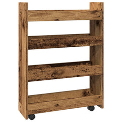 vidaXL Narrow Storage Trolley 4 Tier Old Wood Engineered Wood 6