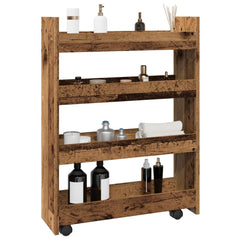 vidaXL Narrow Storage Trolley 4 Tier Old Wood Engineered Wood 1