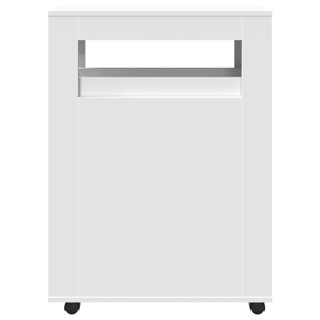 Narrow Bathroom Cabinet with Wheels White Engineered Wood, image 4