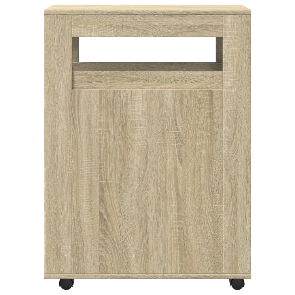 vidaXL Narrow Bathroom Cabinet with Wheels Sonoma Oak Engineered Wood 4